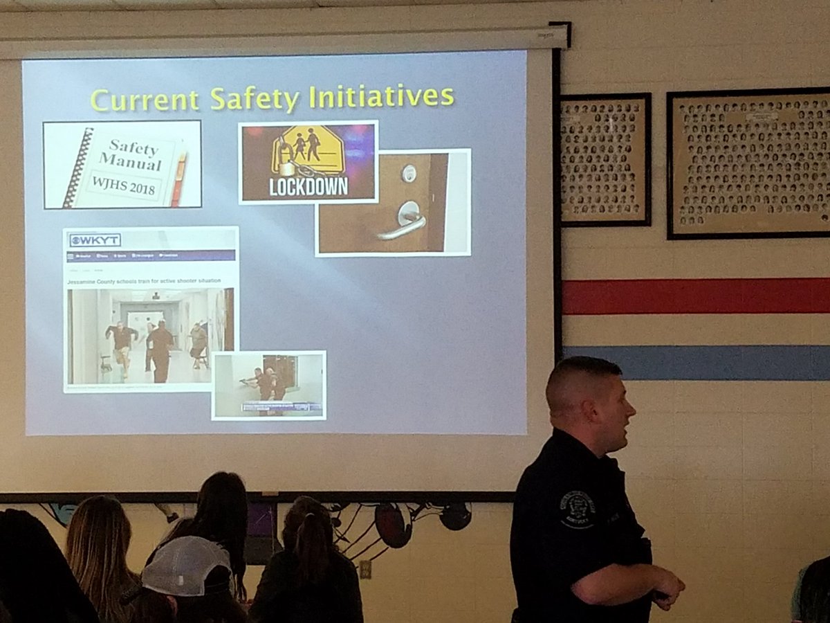 SmithWJHS's tweet photo. Thank you, @OfficerWade for taking our students through safety tips today and tomorrow! You are doing a great job. We learned a lot about avoid, deny, defend. We all appreciate you and your desire to keep everyone at @WJHSColts safe! #WestPride https://t.co/GXd6I8Iua1