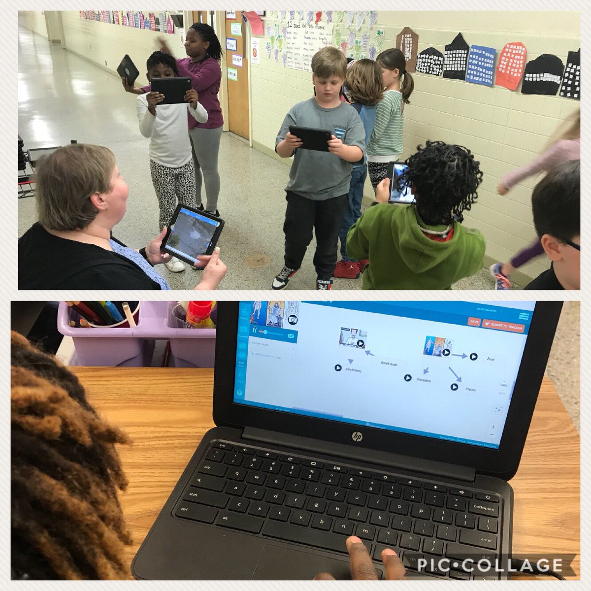 AlantonLMS's tweet photo. LMS &amp; ITS back at it again! Helping 3rd grade dive deeper into Ancient Greece with Virtual Reality and Brain Pop Make-A-Map.  Such fun!@AlantonAstros @ftfaustEDU https://t.co/ub4LsyzSaX