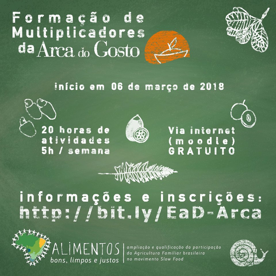 CentralCerrado's tweet photo. O Movimento Slow Food está com vagas abertas para o Curso de Formação de Multiplicadores da Arca do Gosto. O curso será à distância, gratuito, iniciando em 6 de março. 
#slowfood #slowfoodbrasil https://t.co/xhED2ZsGdY