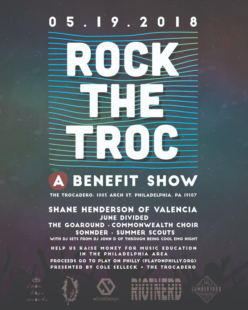 POR_Shane's tweet photo. Can't wait to play a Very Very Special Set on May 19th @thetrocadero to benefit such a rad organization - @PlayOnPhilly Stoked to be doing this with @ColeSelleck of @Radio1045 - Have some more surprises in store! https://t.co/XCh3S3VKtY
