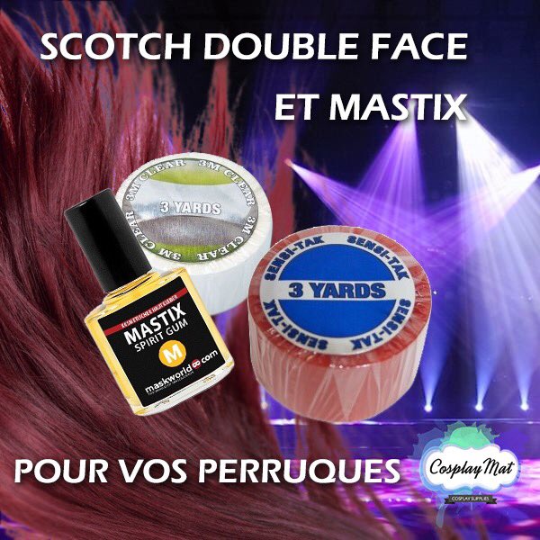 CosplayMat's tweet photo. Vous avez du mal à fixer vos perruques? Presta, shooting ou convention, utilisez du scotch double face ou du mastix!
Le scotch existe en deux versions:
Normal: https://t.co/xA0p5Td8Bo
Extra forte: https://t.co/9fns2C8sTA
Et pour la colle c'est ici : https://t.co/uR0gr0Hsht https://t.co/D5floRIIdc