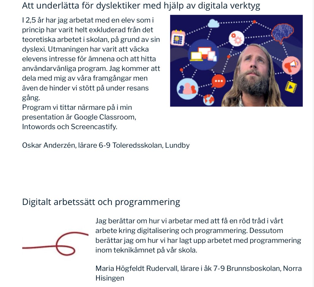 Välkommen till Digital kompetens 7-9 och gymnasiet
Tisdagen den 6 mars 15:00-18:00! 

Kolla in programmet!
Anmäl dig!
Kom!

Svårare än så är det inte ... 😊

Till anmälan: goo.gl/Dn8wpp
Till programmet: goo.gl/2X66rB