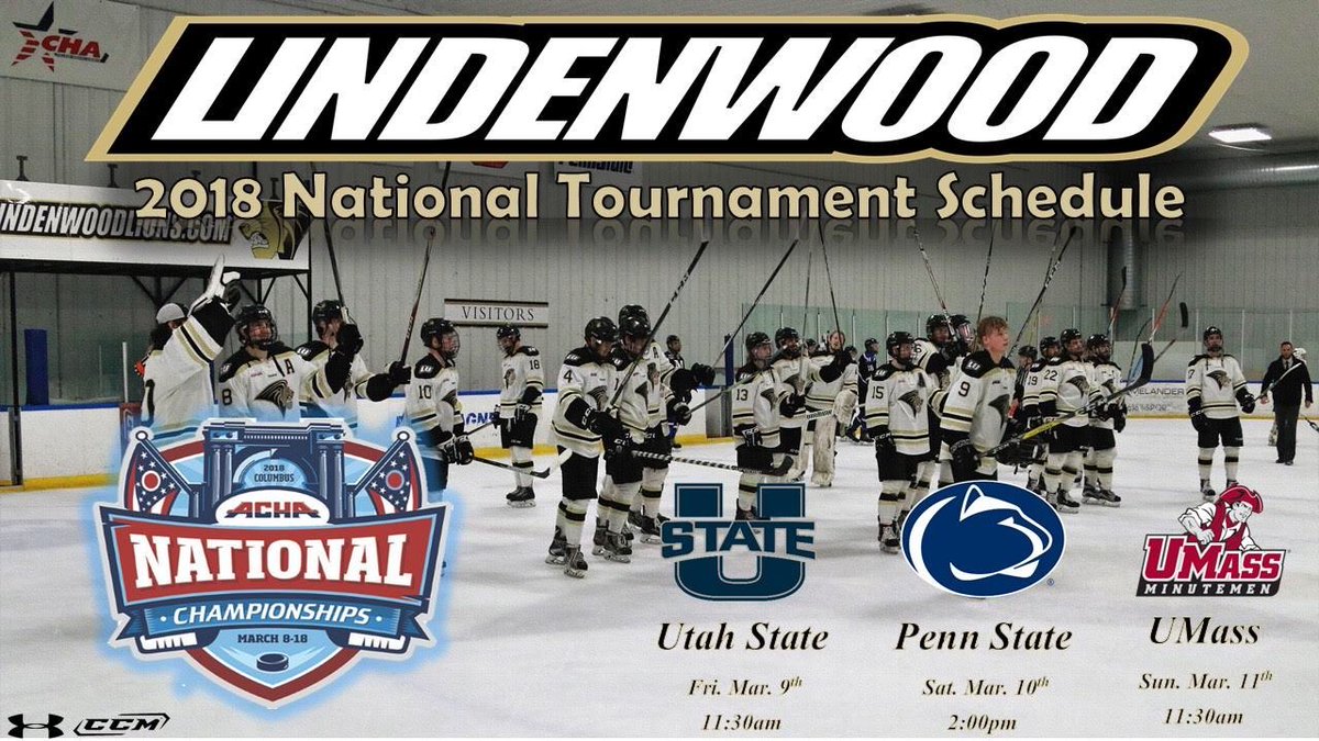 Lindenwood_ACHA's tweet image. The 2018 National Schedule is out. Your Lions open pool play Friday, March 9th at 11:30am!! 
#ACHA #RoadtoColumbus #Nationals2018