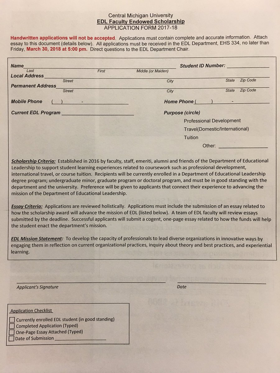 ATTENTION current EDL students, we are excited to announce the Inaugural EDL Endowed Scholarship!  Info is below, deadline is March 30, 2018.