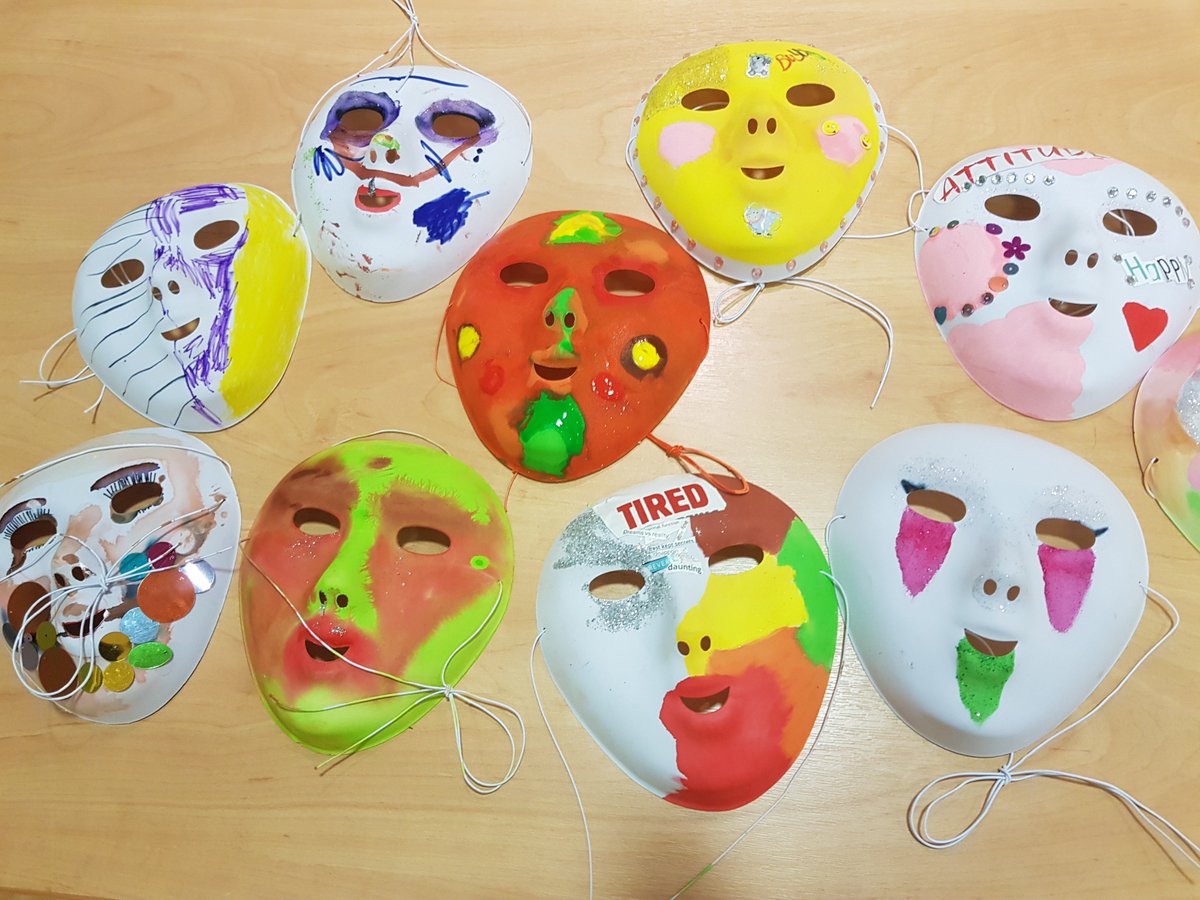 NSMindzone's tweet image. In last weeks workshop we covered the masks we wear and how different we may look on the outside than we're feeling on the inside and some of our creative young people produced these!
Come along to our workshop on 'Confidence' next week!