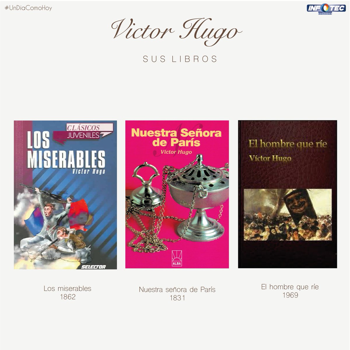 InfotecAtlixco's tweet photo. #UnDiaComoHoy Nace Victor Hugo. Poeta, dramaturgo y novelista francés considerado el máximo exponente del Romanticismo en su país.
.
.
#VictorHugo #Poeta #Dramaturgo #Novelista #Efemerides #26deFebrero #Febrero #Historia https://t.co/lUTpjKe1Hl