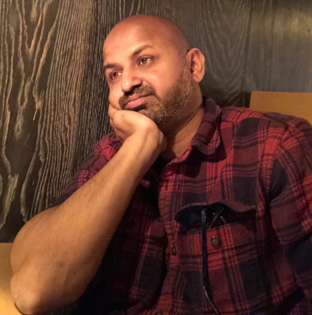 AMONG MY 2018 GOALS: IRL meals and walks w/ people I usually only see online. Today, four bald Indian guys ate lunch at @wagamama_usa on Broadway. To be fair, <a href="/anildash/">anildash.com</a> is like Bob Jovi compared to <a href="/ghoshworld/">Bobby Ghosh</a>, <a href="/rafat/">Rafat Ali, Media Operator & Dad</a> and me. Find me &amp; let’s🚶🏾‍♂️or🍴: bit.ly/sreelist3