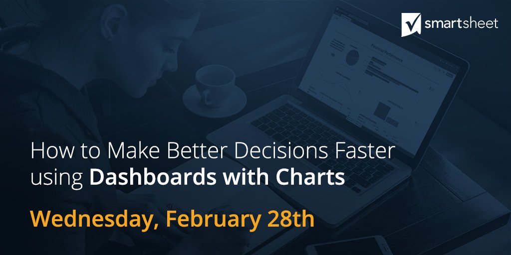 Smartsheet's tweet photo. #SmartWebinar Join us on Thursday, February 28th for a free 30-minute webinar on how to use dashboards with charts. https://t.co/QC0ssHpPch https://t.co/dP7HmDM6f6