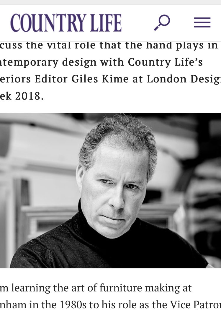 Why does Lord Snowdon believe that craftsmanship remains so vital despite leaps and bounds in digital technology? Find out next week at a Country Life being held next week at London Design Week bit.ly/2ozlPbU