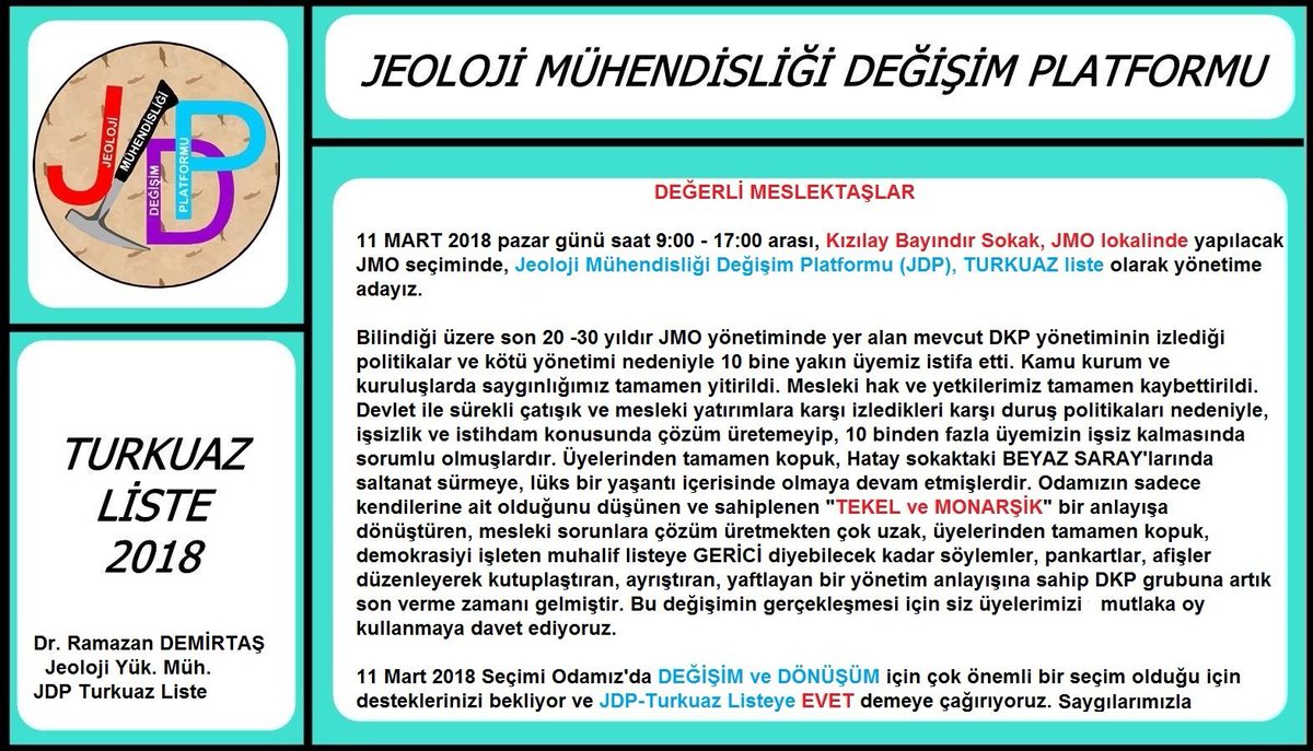 Üyelerine seçime 2 ay kala (1) AJANDA göndererek; (2) Jeoemeklilere gezi -kokteyl düzenleyerek, (3) İşsizlere daha önce 250 TL olan 2 günlük kursları ücretsiz vererek, OY TOPLAMAYA çalışıyorlar.. Saygılarımızla