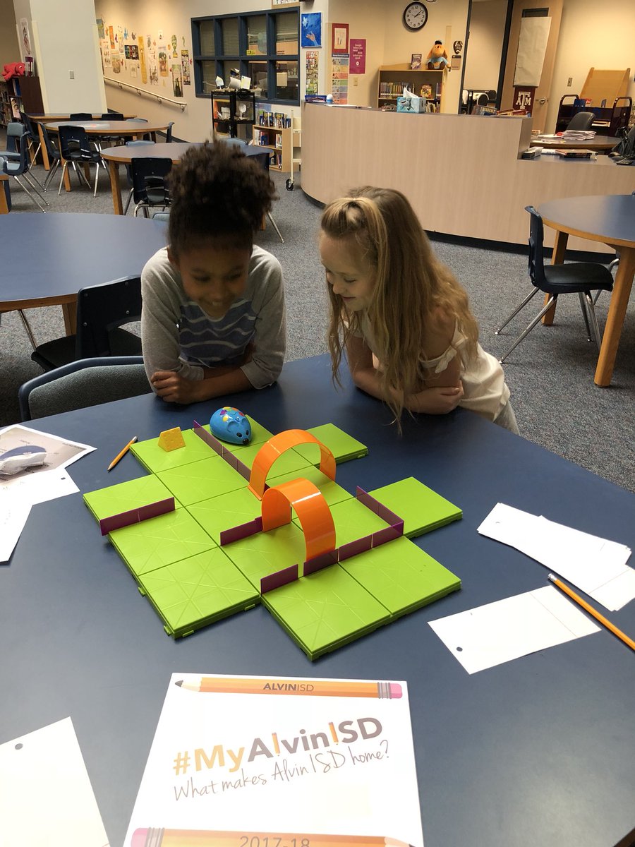 hoodcase97's tweet image. Makerspace Monday for second grade @hoodcase97. Can you make that robot balance? Can you code the mouse through the maze? #codeandgomouse #Myalvinisd