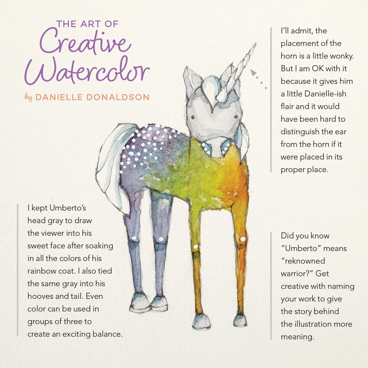 We are loving this mystical unicorn by Danielle Donaldson! 🦄 😍 You can learn how to paint your own, as well many other watercolor illustrations, in her new book "The Art of Creative Watercolor" --> buff.ly/2oDlIMP
