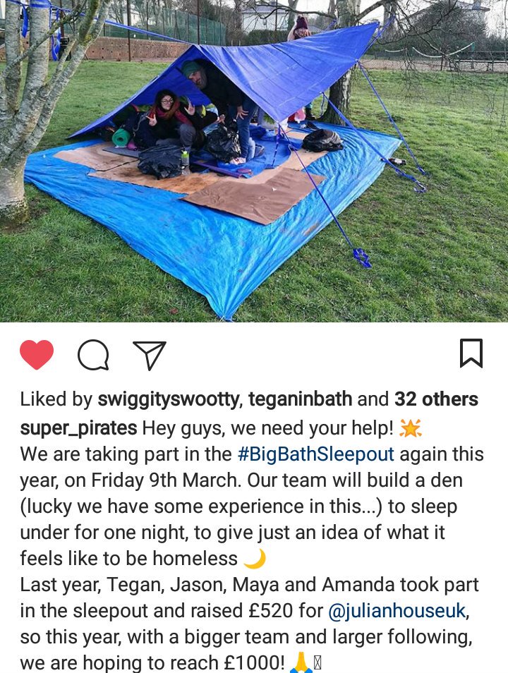 Hello #BathIndieChat! ❄
Hope you've managed to keep warm today! Next Friday we are taking part in the #BigBathSleepout to fundraise for <a href="/JulianHouseUK/">Julian House</a>. We're trying to reach £1k but have halfway to go still! 😱
Please may you share/support us? ❤
justgiving.com/fundraising/su…