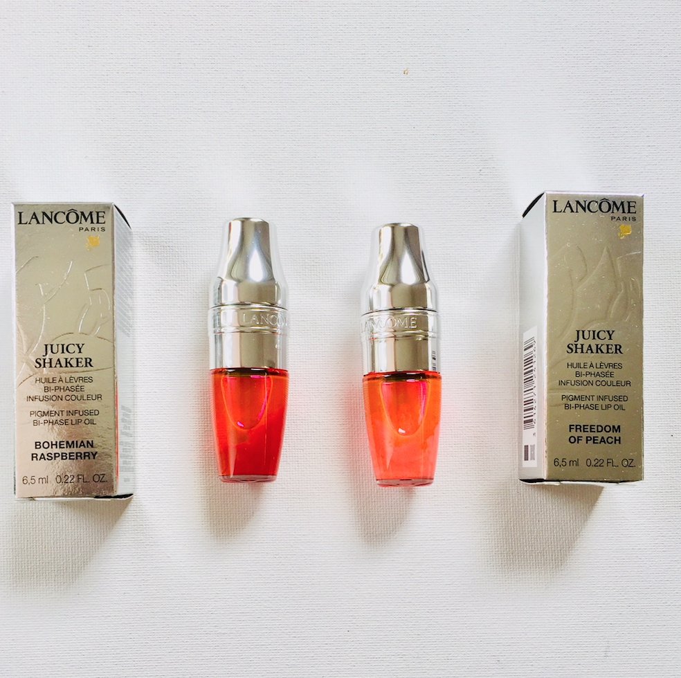 davelackie's tweet photo. Lancome's Juicy Shaker is a pigment infused bi-phase lip oil that conditions and adds a wash of colour. I'm giving away Bohemian Raspberry &amp; Freedom of Peach. To enter, follow @davelackie &amp; RT https://t.co/UAMM0XoeBc