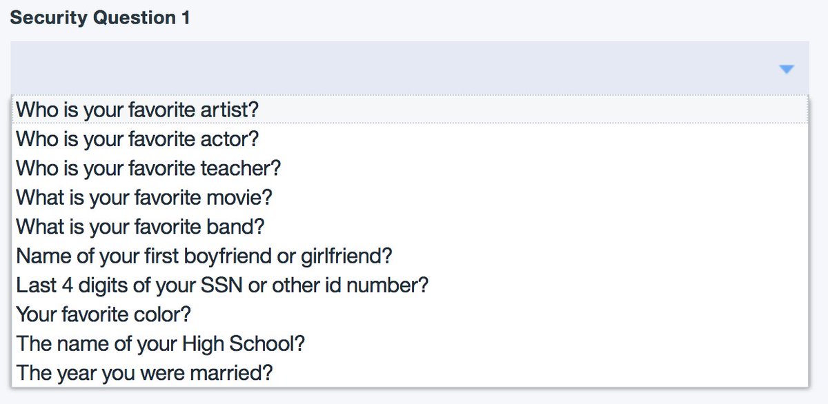 alinsa's tweet image. Hey @IBMCloud, did you know that your security questions for #SoftLayer are complete garbage? The first half (&quot;what is my favorite X&quot;) should never be security questions (they change!) and I can only answer two of the second half!