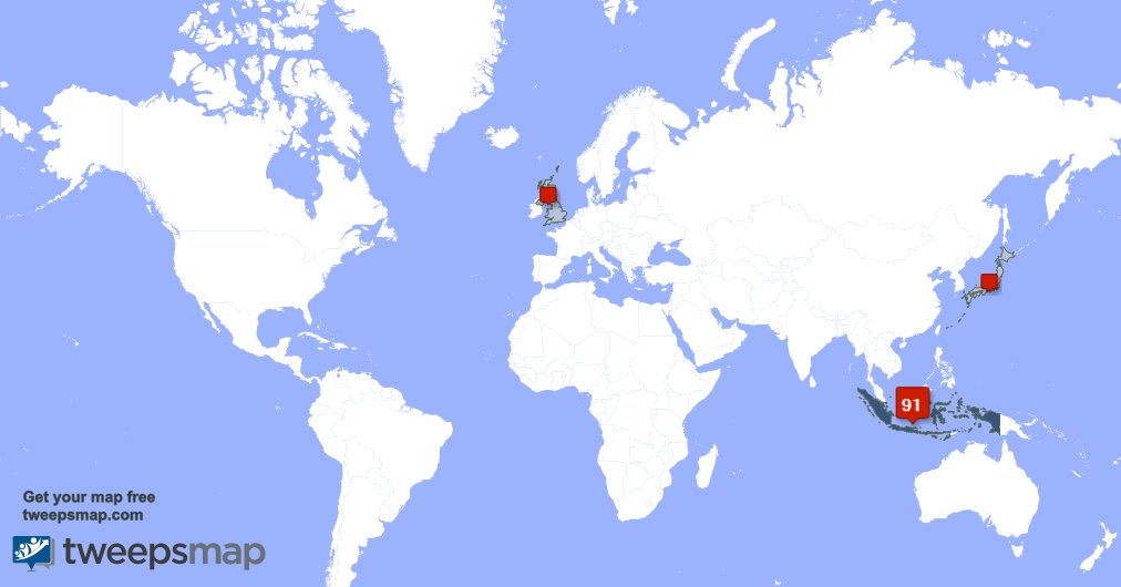 EndryS3's tweet photo. My followers are in Indonesia(83%), UK.(4%) Get your free map https://t.co/UJkbuZoLY3 https://t.co/bgIVu6tpKk