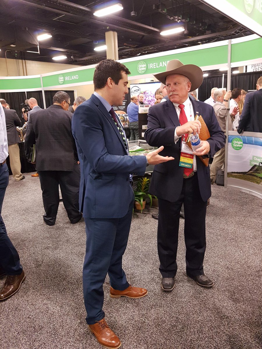 Come visit with us at the #AnnualMeatConference #nashville flying the #grassfed flag for #irishbeef #origingreen @cathalfleming85 is on hand to answer your questions