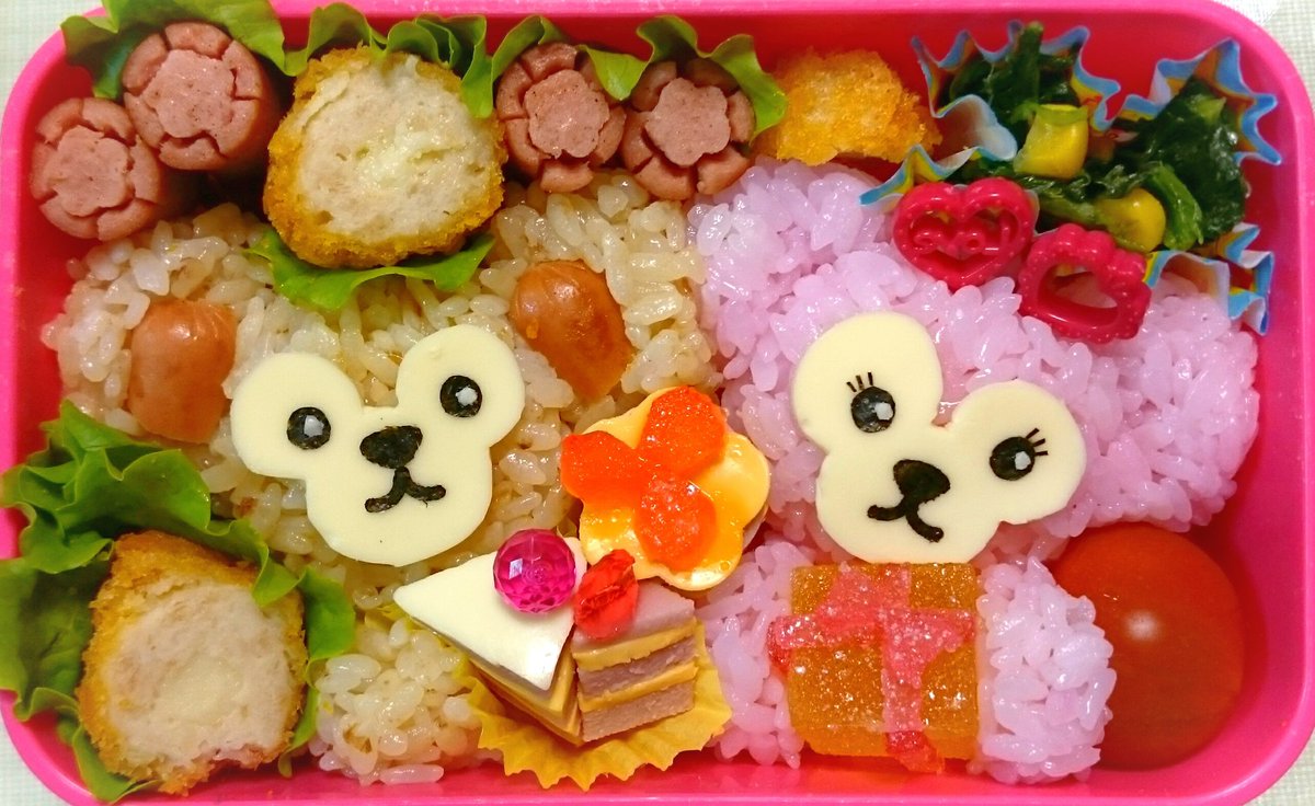 しいこ A Twitteren 今日は17歳の誕生日なので ダッフィーのhappybirthday弁当です ダッフィー シェリーメイ キャラ弁