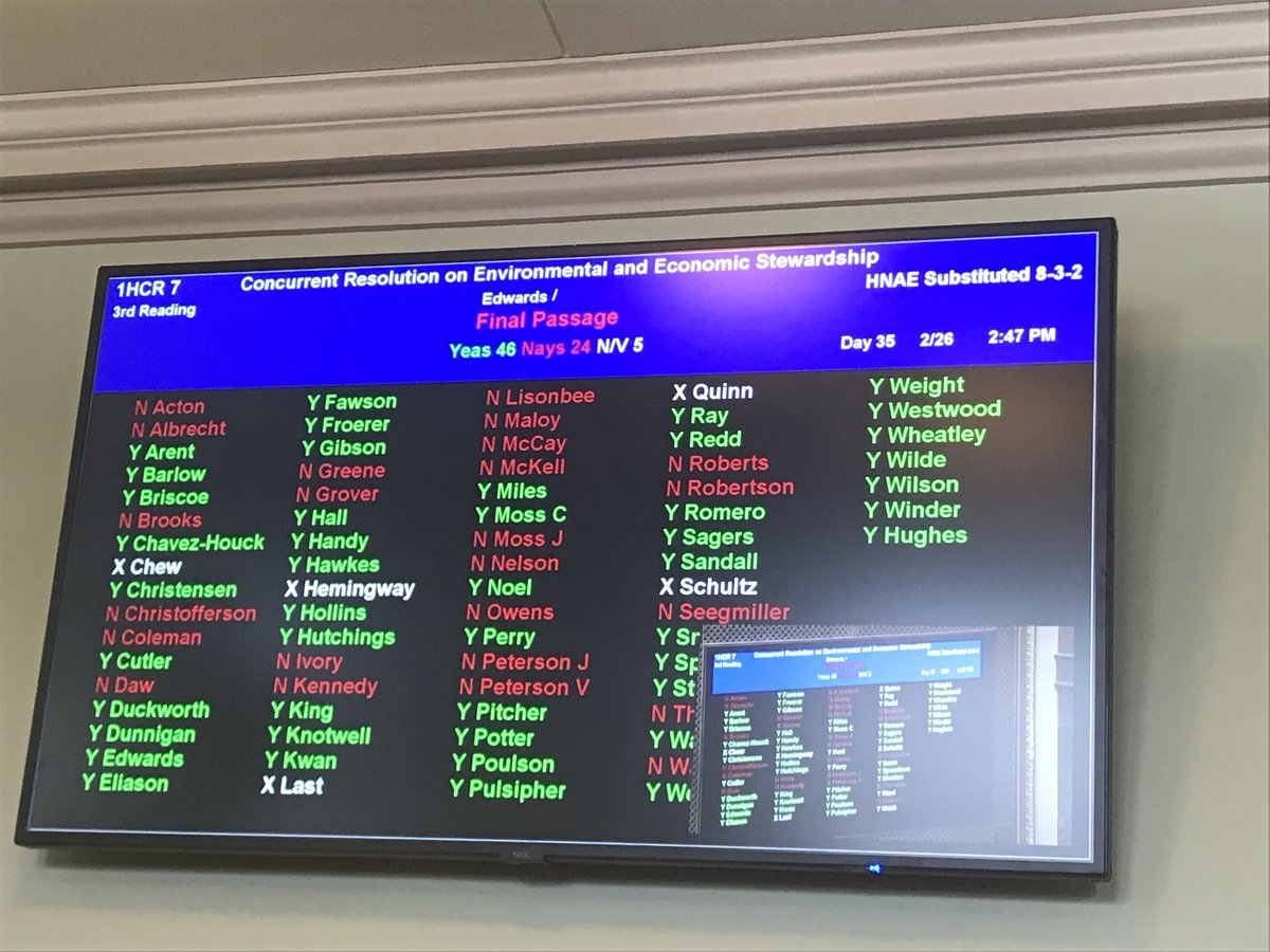 SierraClubUtah's tweet photo. Rep Edwards’ climate resolution moves on to a senate committee vote! #HCR7 #utleg #utpol #climatechange https://t.co/vGZmQKOmRt