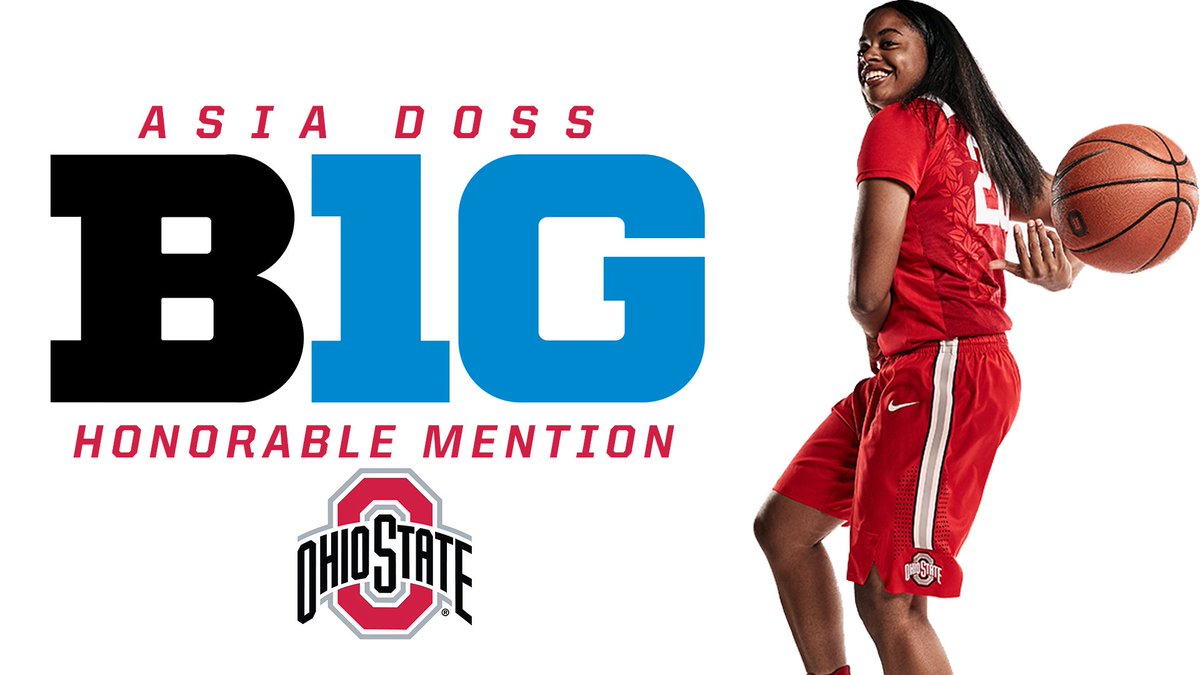 OhioStateWBB's tweet photo. CONGRATULATIONS @AsiaDoss_ !! ALL @B1Gwbball Honorable Mention!π #B1GWeek https://t.co/c1SPbSVV8Q