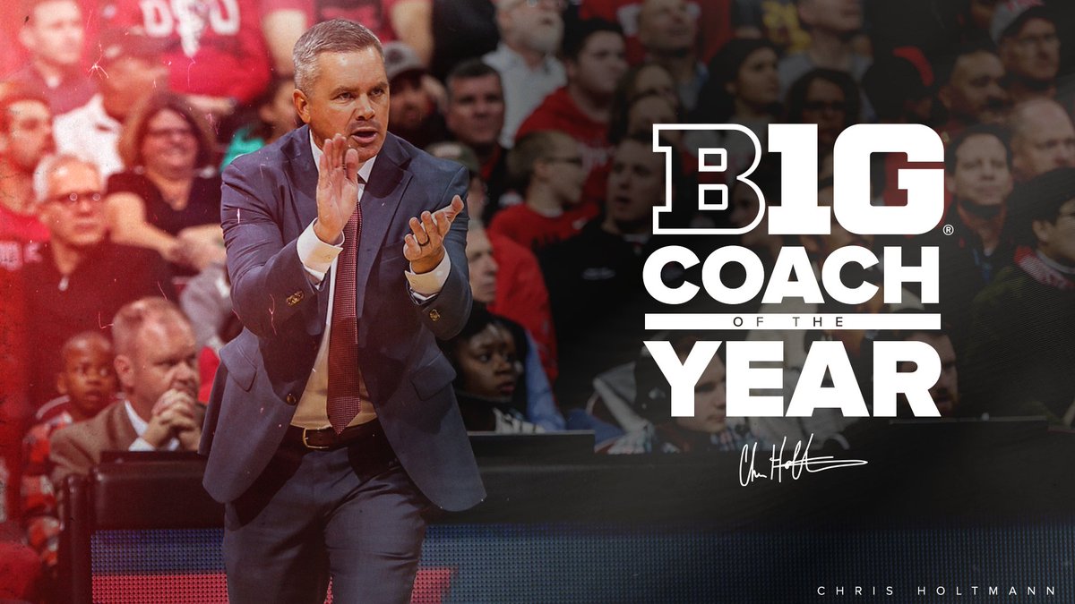 OhioStateHoops's tweet photo. 🌰 @ChrisHoltmann 

🏆 @BigTen Coach of the Year

#GoBucks https://t.co/zwJ8qnsGsx