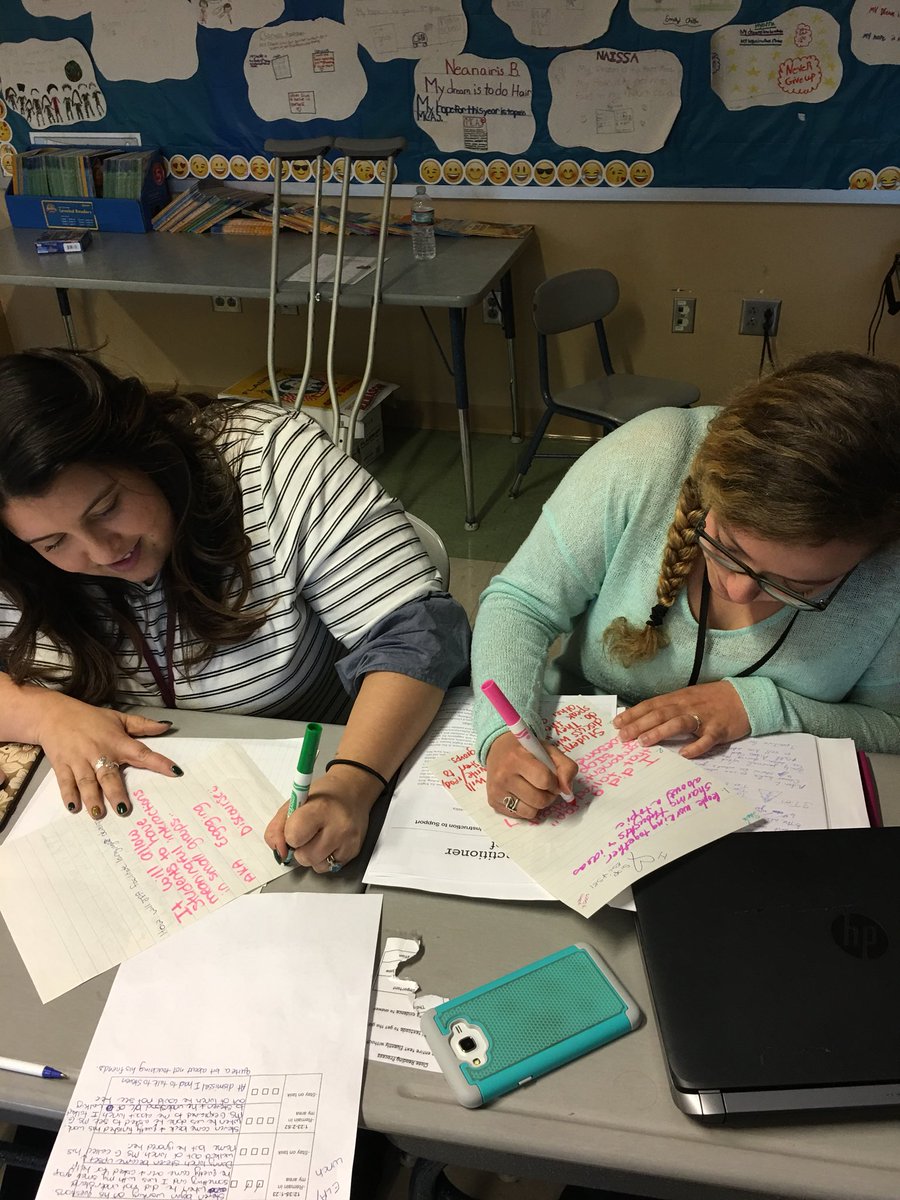 Look at these awesome @frps_fonseca teachers using #JPA and #LLD while evaluating the @SIOPModel of fellow teachers! @ELLs_frps #discussionboards #colorcoding