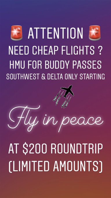 HMU For Buddy Passes limited Amounts Left ✈️ https://t.co/YF48GXoPIB<a href="/tag/inlivingcolor"class="tags"><span>#inlivingcolor</span></a><a href="/tag/brunomars"class="tags"><span>#brunomars</span></a><a href="/tag/worldstar"class="tags"><span>#worldstar</span></a><a href="/tag/viral"class="tags"><span>#viral</span></a><a href="/tag/cardib"class="tags"><span>#cardib</span></a>