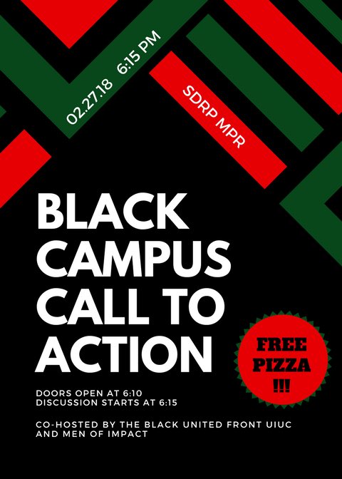 Join us tomorrow as we co-sponsor with Men of Impact and the Black United Front for a discussion regarding the black campus community!