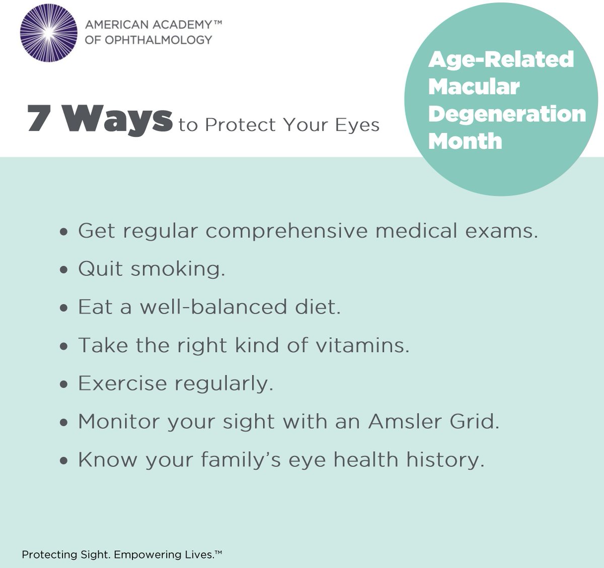 RetinaRecovery's tweet photo. +1 RT @AcademyEyeSmart: Focus on your #eyehealth by following these tips to ward off age-related macular degeneration (#AMD). Find out if you may be at risk:
https://t.co/p7Y4bIsr5H #maculardegeneration #vision #eyes #amdmonth https://t.co/khp9VMw3RB