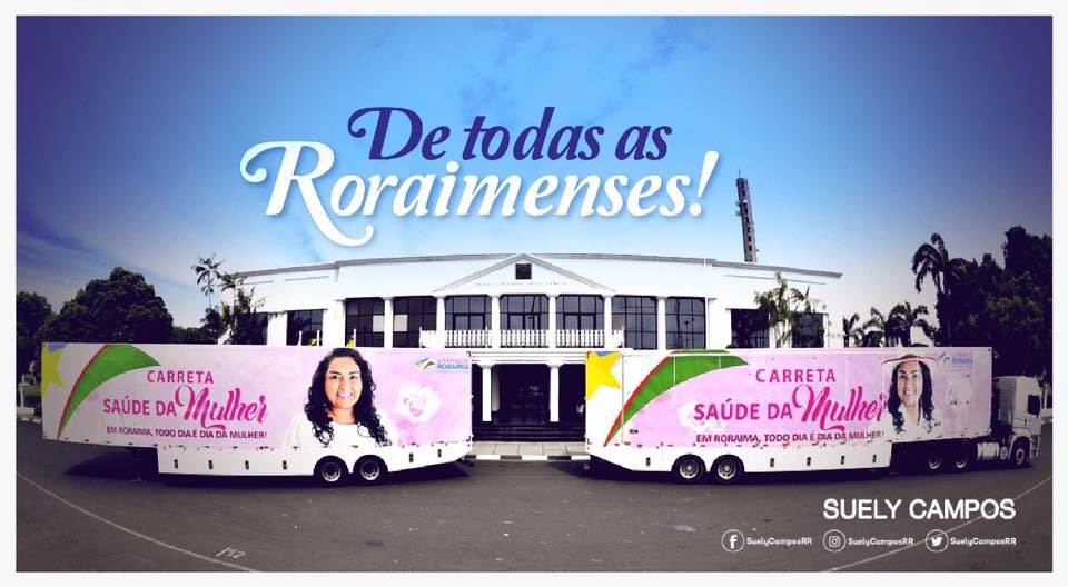 SuelyCamposRR's tweet photo. Dia Internacional da Mulher chegando e já presenteamos as roraimenses com a segunda unidade da Carreta Saúde da Mulher. É uma grande oportunidade do nosso governo para que todas possam se prevenir do câncer de mama, com exames gratuitos de ultrassonografia e mamografia. https://t.co/4PnxbmsxzR