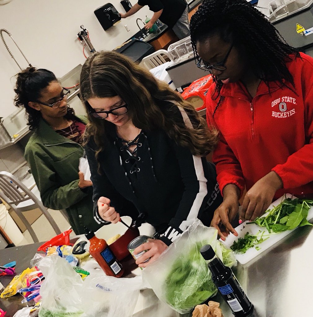 scsdoh's tweet photo. What’s Cookin’ in YOUmedia?  Best Ramen Recipe Competition, of course!  Congrats to Stacy, Jeretha and Jordan on their big win! @YOUmediaCCED #RamenAtTheDome https://t.co/xArCeQ6aYF
