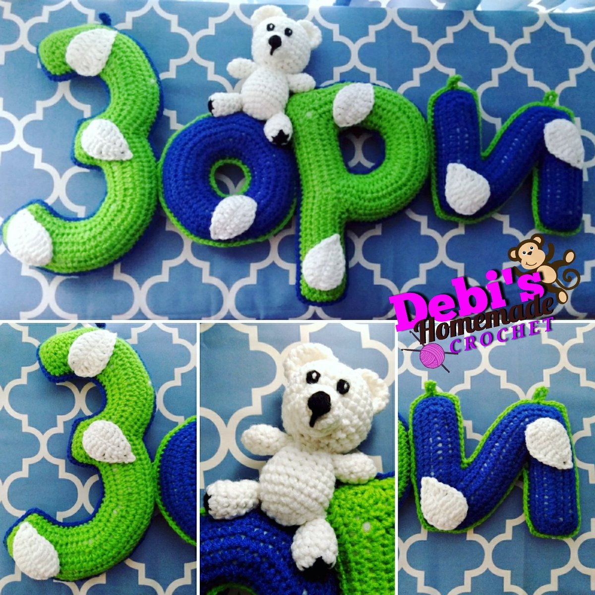 debiscrochet's tweet photo. A cute little Bear Name Banner. 😀🐻 A little different than the norm (name is in Cyrillic and means Zori) 😃
#personalized #walldecoration #kidsroom #nursery #babysroom #bear #teddybear #namebanner #crochet #homemade  #debishomemadecrochet https://t.co/m4odmSJkNe