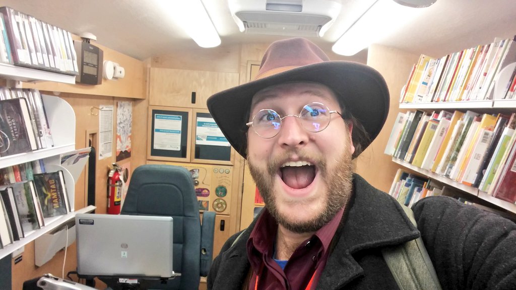 TealePB's tweet photo. Enjoying a little #Winterlude2018 after a fantastic #Ottawa2018 convention and a discovered the @OttBkMobileBus bookmobile! I love it! 📘📕📚📖 #Placemaking #library https://t.co/BceUyICBZ6