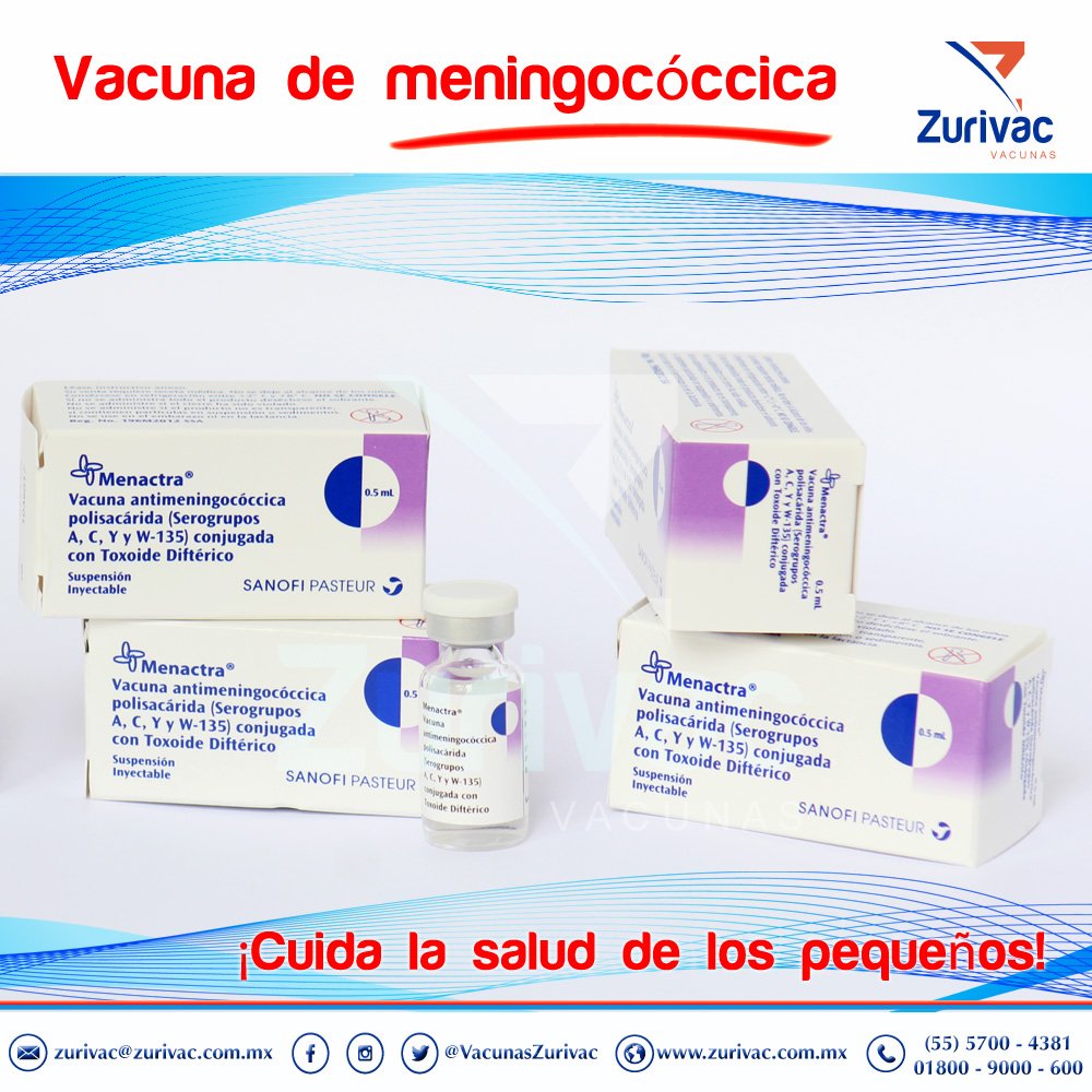 VacunasZurivac's tweet photo. Las #vacunas #MENACTRA® están indicadas para la inmunización activa para la prevención de la #enfermedad meningocóccica invasiva causada por los serogrupos A, C, Y y W-135, su administración intramuscular💉😉⬇️ https://t.co/1J3MP9lHPb