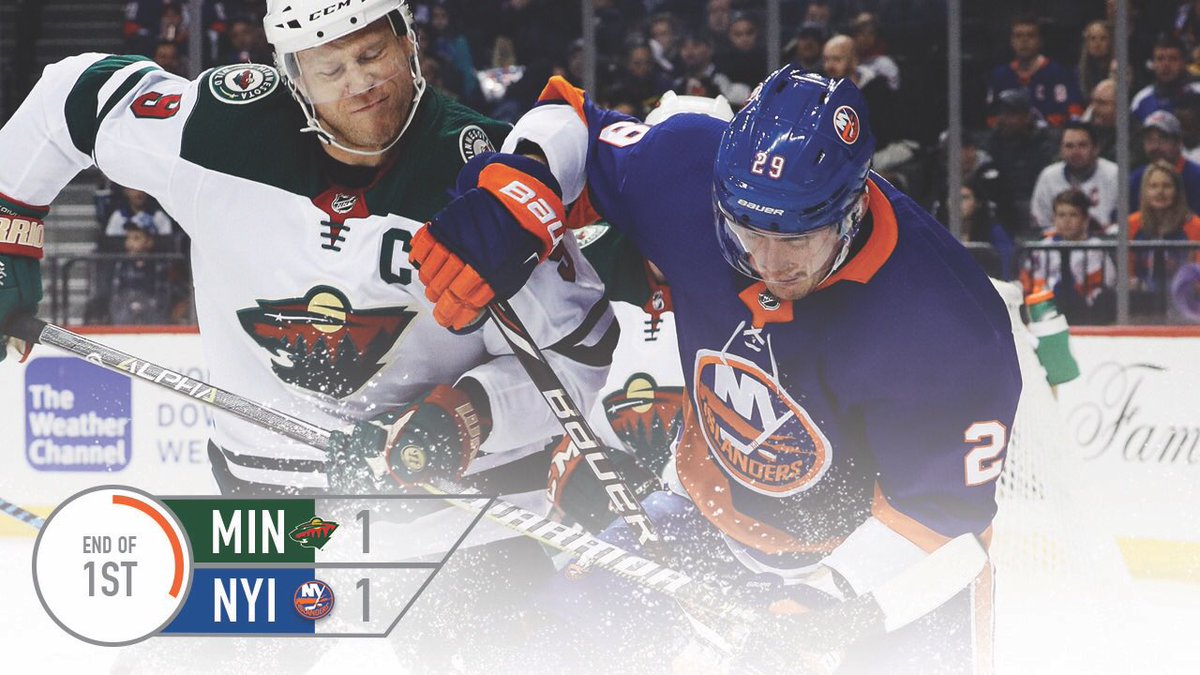 We're tied 1-1 after 20 minutes. #MINvsNYI https://t.co/w643GMwamO