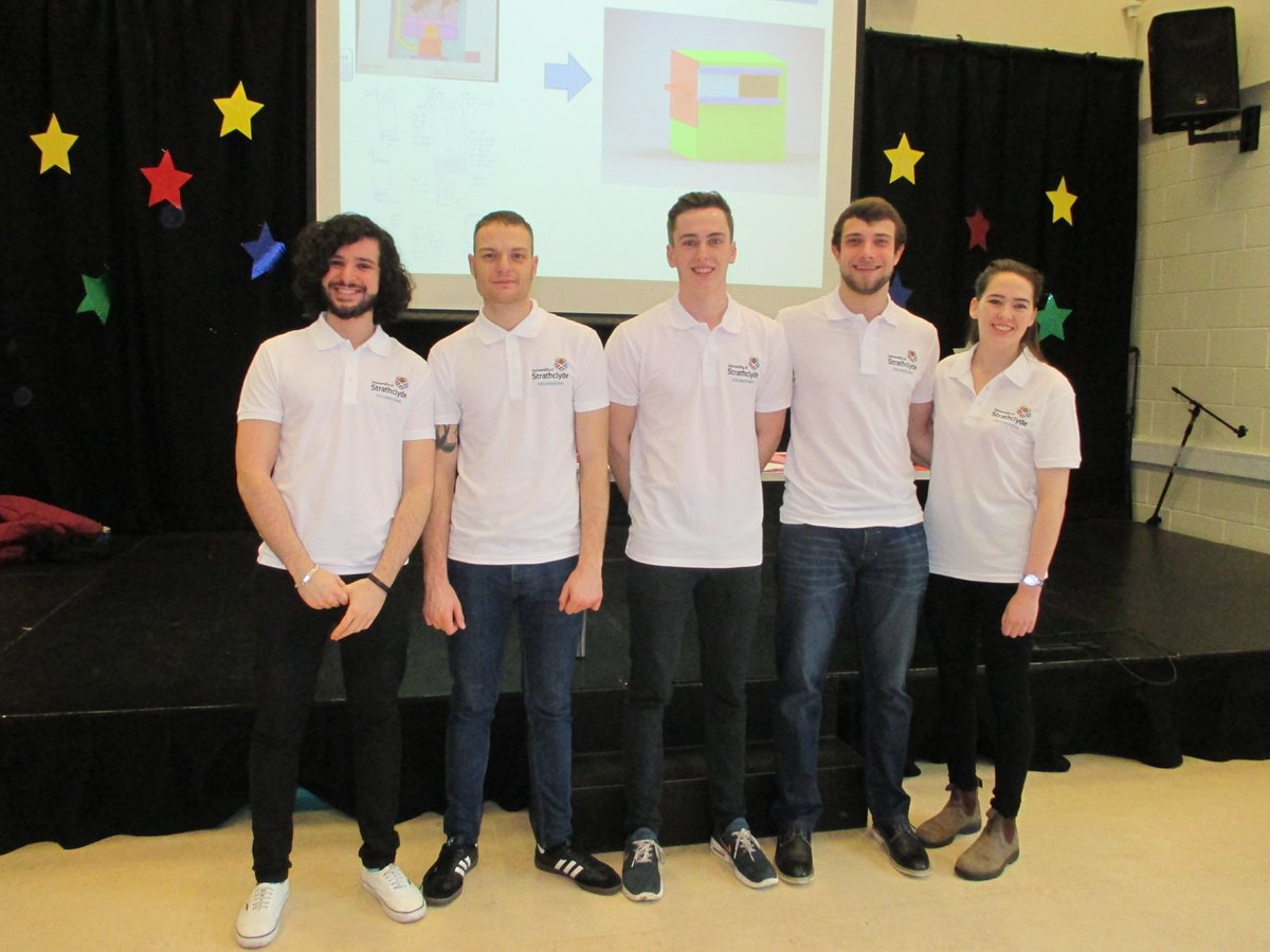 QuarryBraePri's tweet photo. It was lovely to welcome Team Proto, Euan, Maxence, Elspeth, Alexander &amp; Georgios to Quarry Brae.  At Business Assembly Team Proto talked about engineering and then popped into P3 to support their participation in the Scottish Engineering Award, thanks for all your help.  #STEM https://t.co/i89HnLeLpu