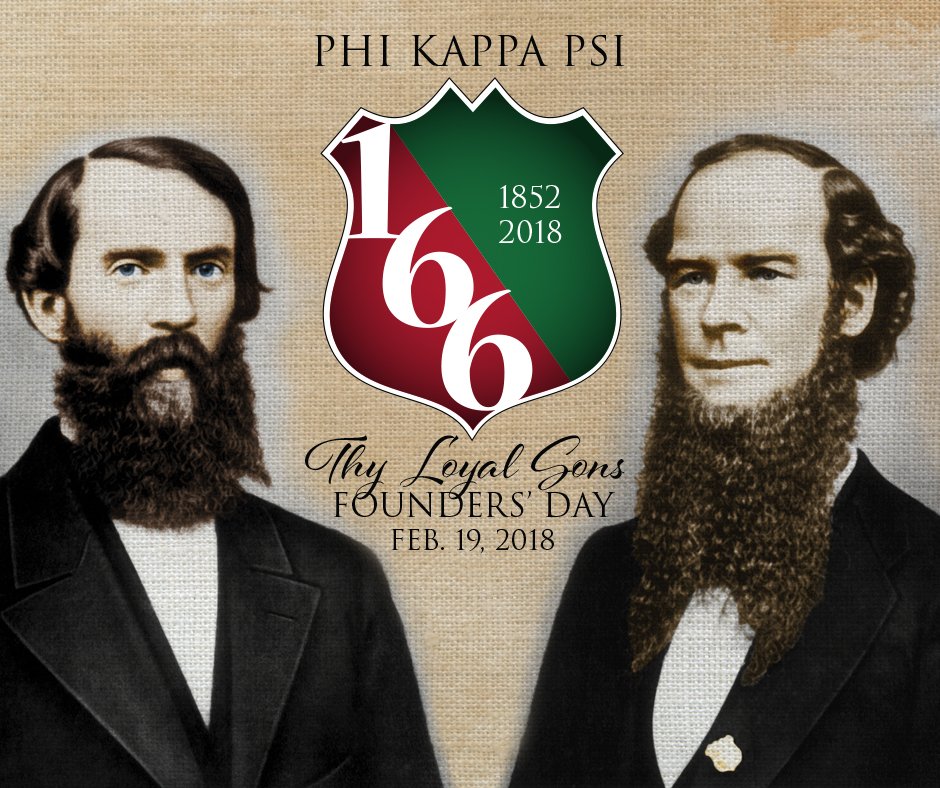 PhiKappaPsi's tweet photo. "United by friendship, sustained by honor, led by truth, we live and flourish."

Happy Founders Day to all of our Phi Psi brothers.  Generations of leaders have been united by dedication to the highest standards of the Fraternity. Today, we celebrate #PhiPsi166. #ThyLoyalSons https://t.co/oyJSzjQFa9