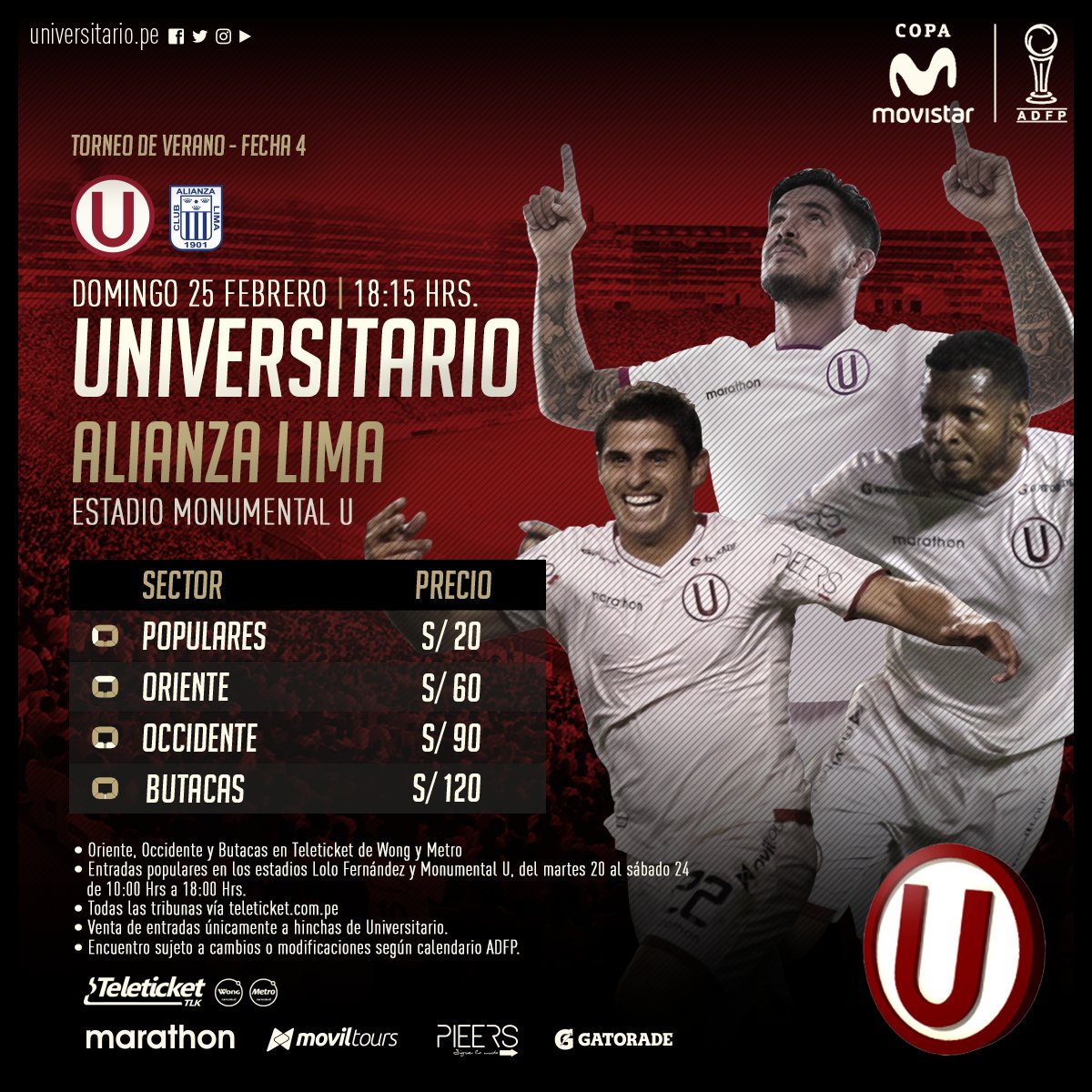 Universitario vs. Alianza Lima conoce los precios de las entradas