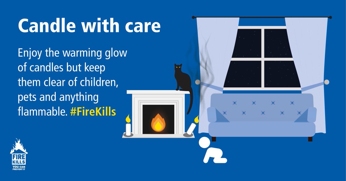 Candles are one of the most common causes of fires in the home. Keep them away from children and pets and NEVER leave them unattended. #CandleFireSafetyWeek bit.ly/2Of2cpd