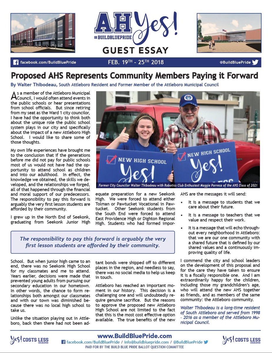 WEEKLY BULLETIN: Check out the latest edition on the MSBA's endorsement, two successful community events hosted by AHS, plus a guest essay by former city councilor Walter Thibodeau on the positive message a new AHS sends to our children &amp; our community.
buildbluepride.com/uploads/1/0/7/…