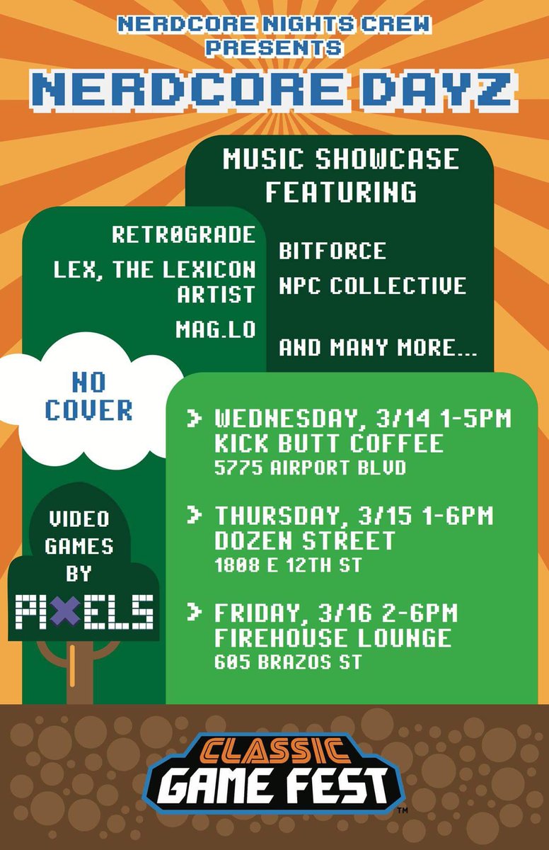 rsvpster's tweet image. Nerdcore Dayz returns to #SXSW this year for 3 days of music and games. All free and all fun!