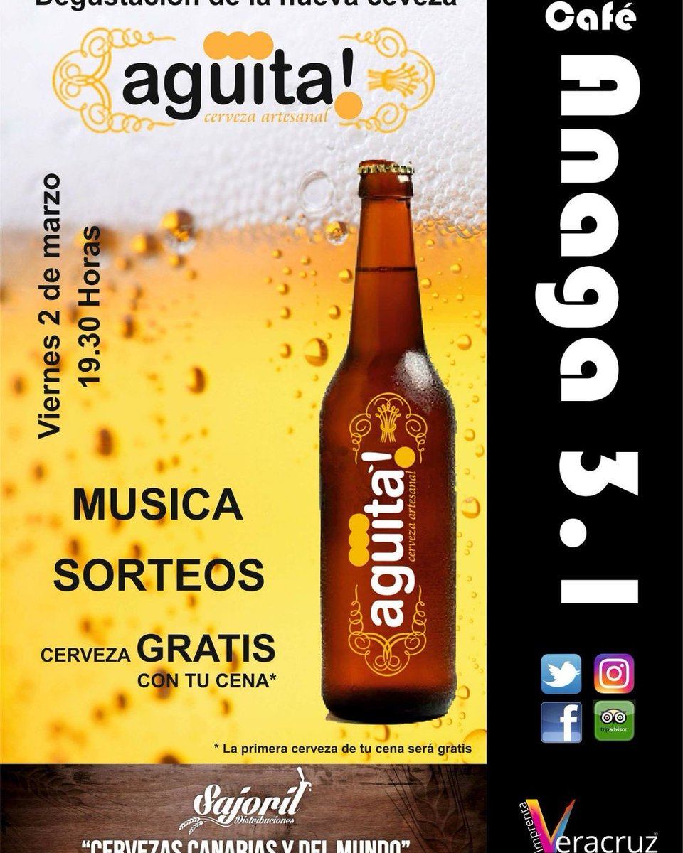 No te lo puedes perder... degustación de <a href="/CervezaAguita/">Cerveza agüita!</a> en @cafeanaga31. Viernes 2 de Marzo