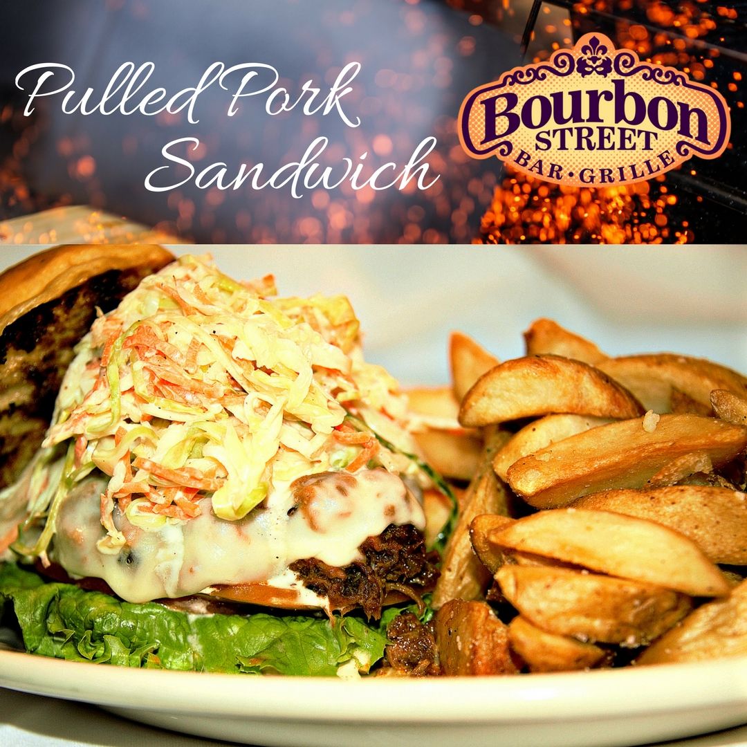 It's a good day to try our #new #bbq #pulledpork #sandwich - It will cure those Monday #Blues. #bourbon #bourbonny #bourbonstreet #nyc #cajun #creole #nola #hellskitchen #timessquare
