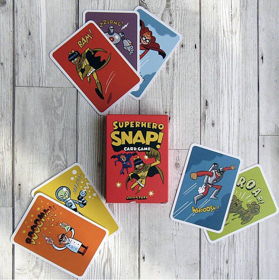 LaurenceKingPub's tweet photo. Thanks @Oneeachmemine for test-driving our #JasonFord Superhero Snap cards. Who else remembers their first playing card deck? https://t.co/KZKkr46SDM #superhero snap #playingcards https://t.co/Kex3bGUPgf