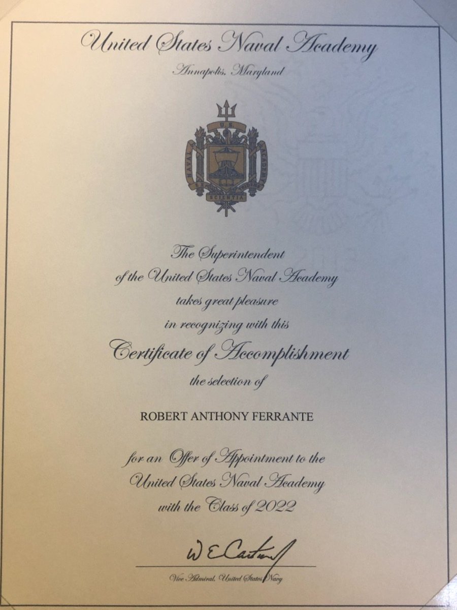 SPSWolfpack's tweet photo. Congratulations to Robert Ferrante, @sps_2018, on receiving an  appointment to the US Naval Academy.  Robert will be one of about 1,200 plebes to enter the second-oldest service academy this fall. We wish him the best of luck in all of his future  endeavors! @wolfnationsps https://t.co/IgJZEH2U5U