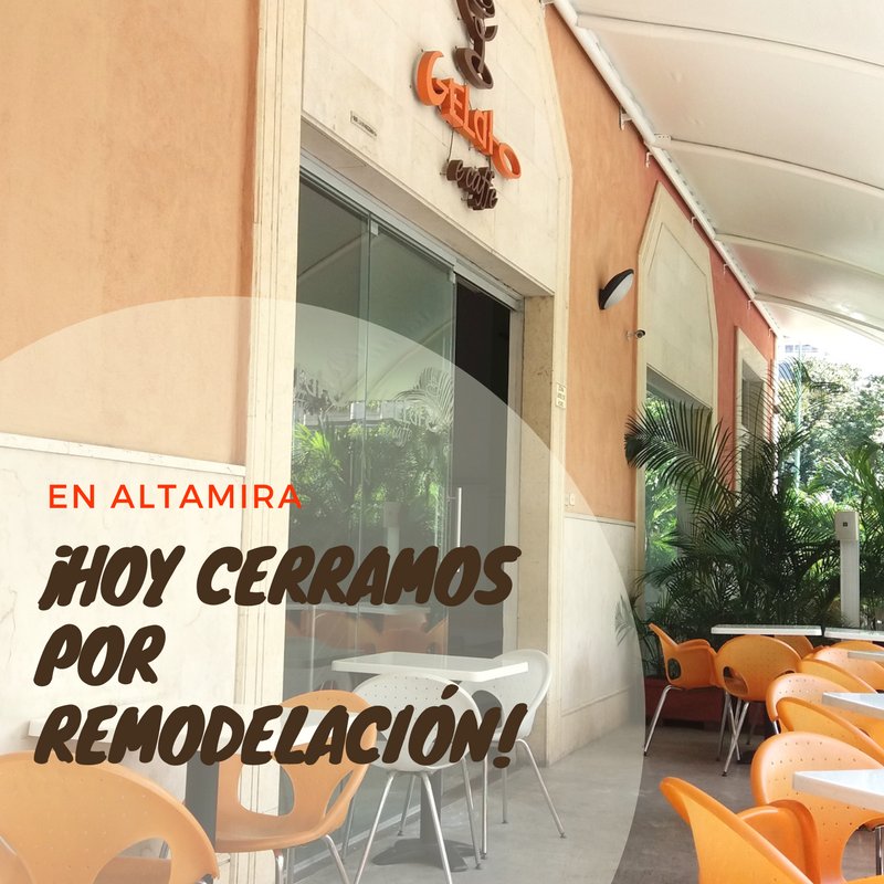 ¡¡Feliz día #GelatoLovers!! Les informamos que hoy, en nuestro local de Altamira, estaremos cerrados para efectuar remodelaciones. ¡¡Los esperamos mañana!! 😊 
Gelato e Caffe El Hatillo estará abierto con total normalidad. 😉