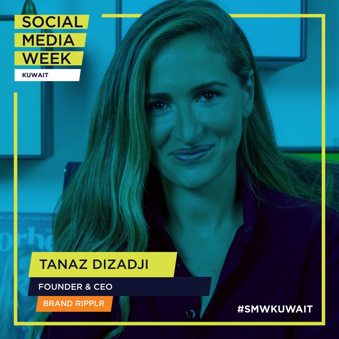 SMWKuwait's tweet photo. Weโre so excited to announce our speakers for the first ever Social Media Week Kuwait!๐น๐ธ Tanaz is the Founder and CEO of insydo and Brand Ripplr, a micro-influencer marketplace that is set to stir the regionโs advertising sector. #SMWKuwait https://t.co/zz7Tq8Imzw