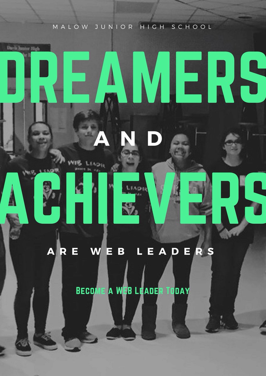 malowweb's tweet photo. Hey MJH 8th graders!  Help us make Malow a place where everybody belongs and become a WEB Leader!  #mjhweb https://t.co/CfMlgUbI0l