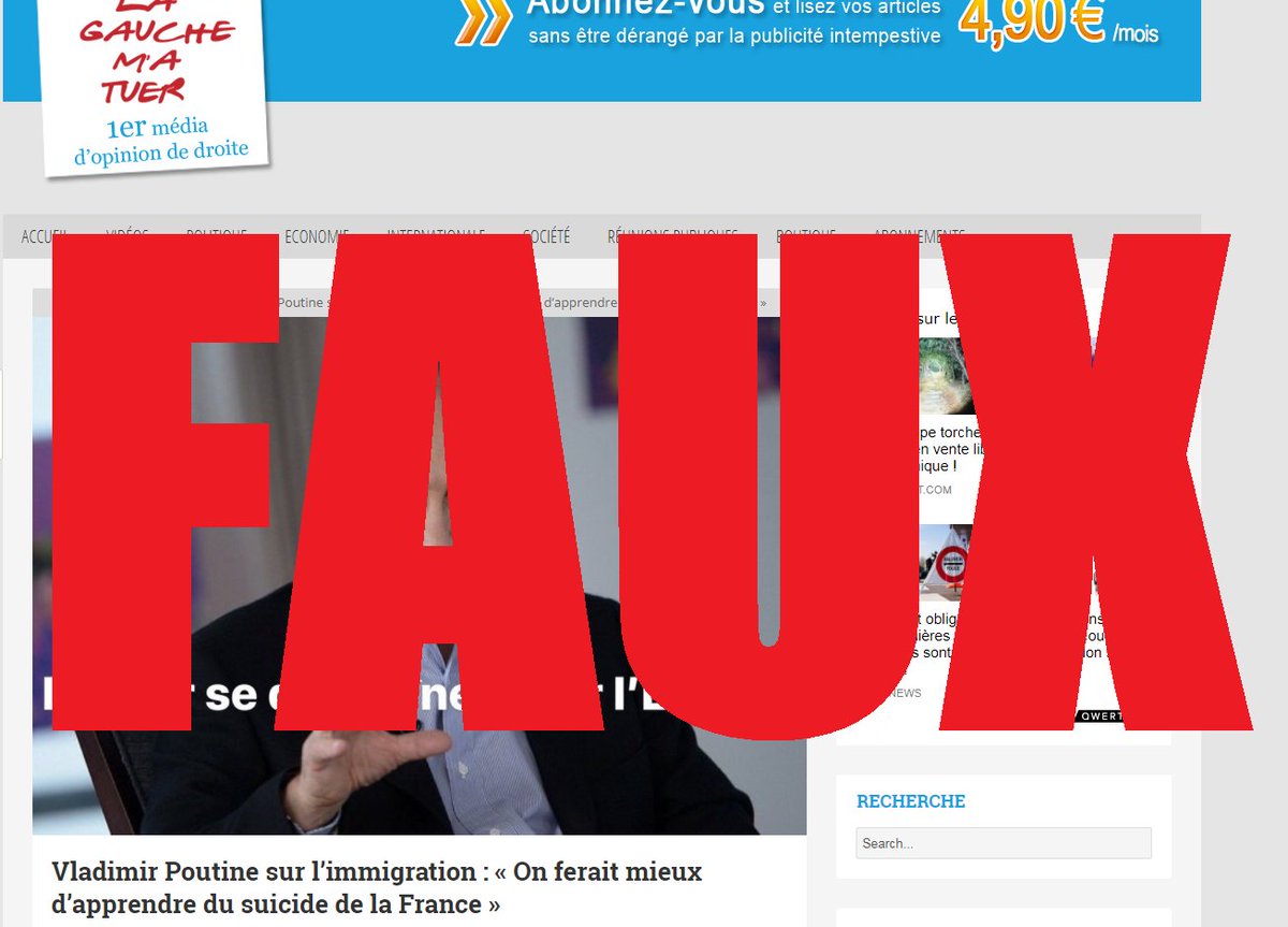 AfpFactuel's tweet photo. ➡️ Non, Vladimir Poutine (@KremlinRussia) n'a pas évoqué "le suicide de la France" à cause de l'immigration ❌
https://t.co/mJfuGnhHzF https://t.co/WuQ7co3T4P