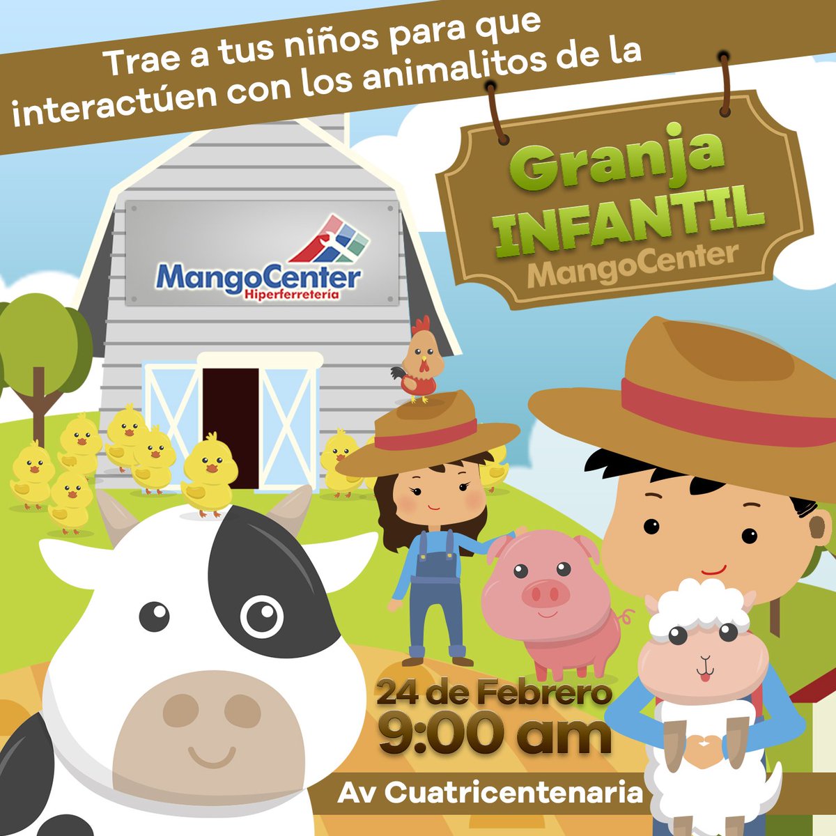 MangoCenterCA's tweet photo. ¿Te imaginas animales en @Mangocenter ? 
Visitanos el SÁBADO 24 de Febrero a las 9:00am
🐖🐤Granja de Contacto🐇🐈🐩 https://t.co/ICzwiU0EAA